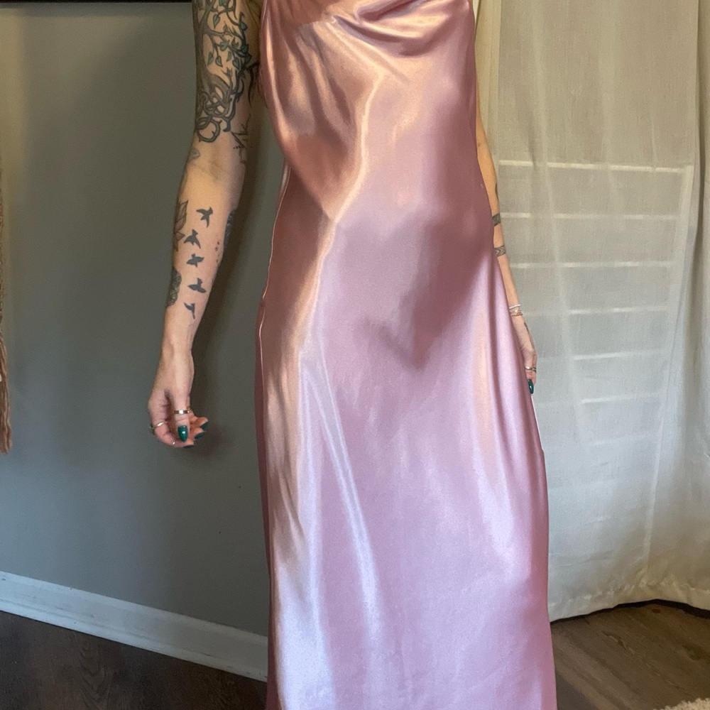 Elegant Pink Satin Slip Dress